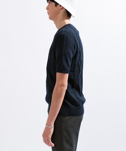 green label relaxing（グリーンレーベルリラクシング）の「□CO/AC ARAN C/N 5/SL 9G　サマーニット ◆（ニット/セーター・メンズ・グレー/ネイビー/ロイヤルブルー・X-LARGE/LARGE/MEDIUM/SMALL）」の8枚目の写真