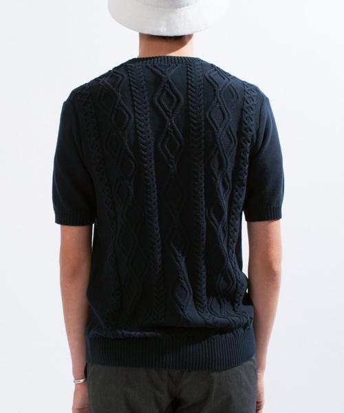 green label relaxing（グリーンレーベルリラクシング）の「□CO/AC ARAN C/N 5/SL 9G　サマーニット ◆（ニット/セーター・メンズ・グレー/ネイビー/ロイヤルブルー・X-LARGE/LARGE/MEDIUM/SMALL）」の9枚目の写真