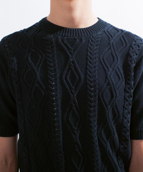 green label relaxing（グリーンレーベルリラクシング）の「□CO/AC ARAN C/N 5/SL 9G　サマーニット ◆（ニット/セーター・メンズ・グレー/ネイビー/ロイヤルブルー・X-LARGE/LARGE/MEDIUM/SMALL）」の10枚目の写真