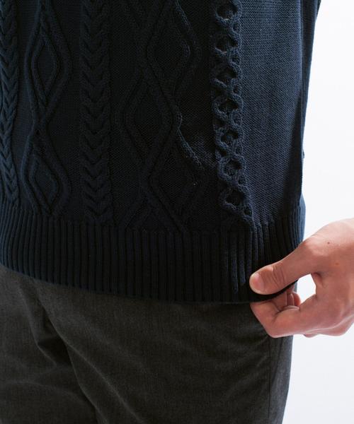 green label relaxing（グリーンレーベルリラクシング）の「□CO/AC ARAN C/N 5/SL 9G　サマーニット ◆（ニット/セーター・メンズ・グレー/ネイビー/ロイヤルブルー・X-LARGE/LARGE/MEDIUM/SMALL）」の4枚目の写真