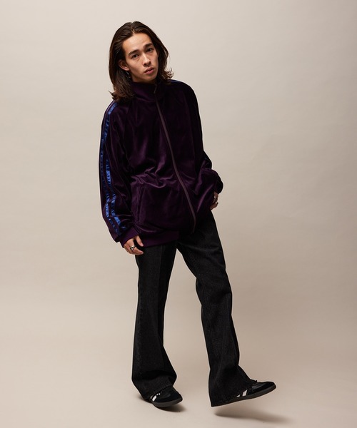 re_kbyJUNRED/ドレープベロアリブカラートラックジャケット