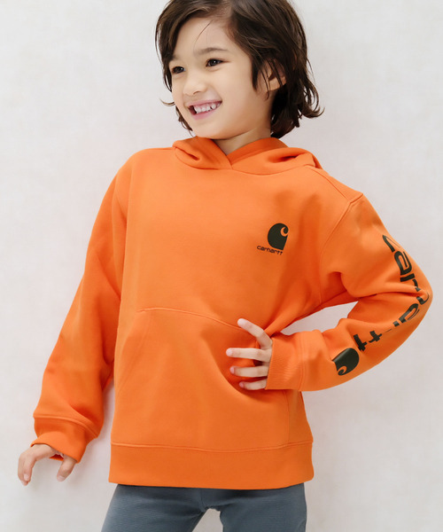 Carhartt(カーハート)の「Carhartt カーハート 裏起毛ロゴパーカー(パーカー・キッズ・ブラック/ブラウン/杢グレー/ネイビー/オレンジ・L/S/130cm/M/140cm/120cm/110cm/XL)」の5枚目の写真