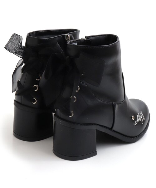 algy（アルジー）の「バックリボンロゴ刺繍ブーツ（ブーツ・キッズ・ブラック/アイボリー・20/24/23/21/22）」の7枚目の写真