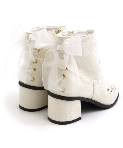 algy（アルジー）の「バックリボンロゴ刺繍ブーツ（ブーツ・キッズ・ブラック/アイボリー・20/24/23/21/22）」の5枚目の写真