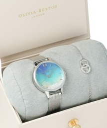 OLIVIA BURTON | 「OLIVIA BURTON/オリビアバートン」アンダーザシー - ミディ ウィッシングウェーブズ ブルーマザーオブパール&シルバーメッシュ w/ビージュエルド - クラシックス インターリンク チェーン ブレスレット シルバー(アナログ腕時計)