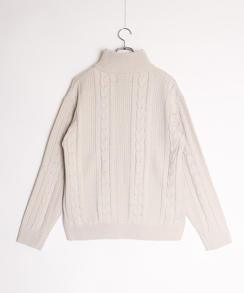 セール】アラン柄 ダブルジップ ハイネックドライバーズニット（ニット