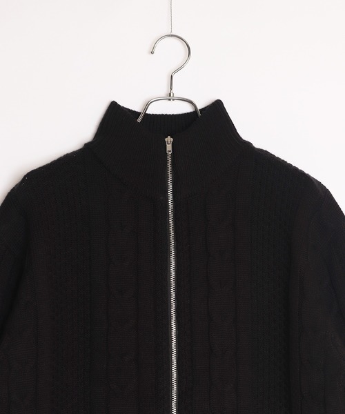 セール】アラン柄 ダブルジップ ハイネックドライバーズニット（ニット