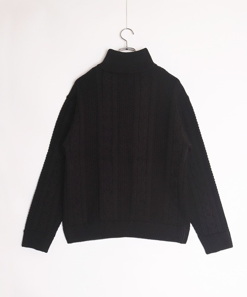 セール】アラン柄 ダブルジップ ハイネックドライバーズニット（ニット