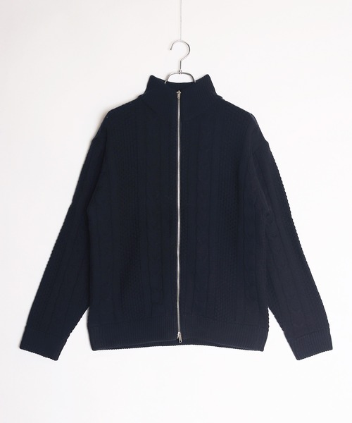 セール】アラン柄 ダブルジップ ハイネックドライバーズニット（ニット