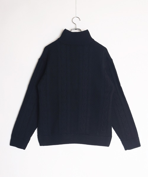 セール】アラン柄 ダブルジップ ハイネックドライバーズニット（ニット