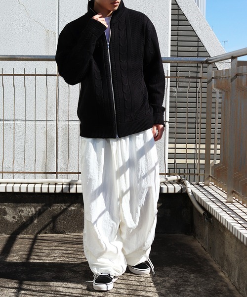 WESTSEA(ウエストシー)の「アラン柄 ダブルジップ ハイネックドライバーズニット(ニット/セーター・メンズ・ブラック/ホワイト系その他/ネイビー・M/L)」の21枚目の写真