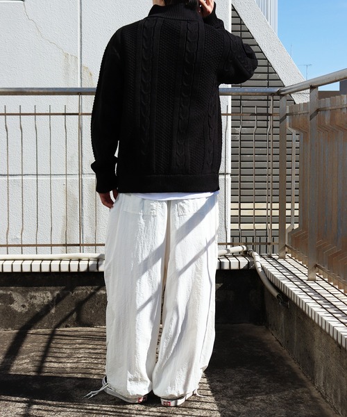 セール】アラン柄 ダブルジップ ハイネックドライバーズニット（ニット