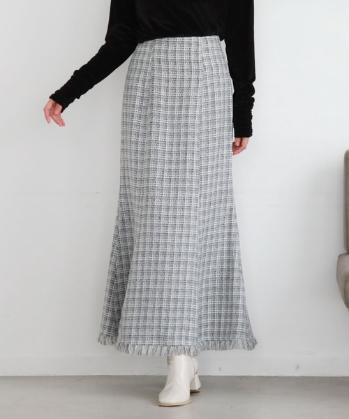 archives（アルシーヴ）の「ツイードフリンジマーメイドスカート（スカート・レディース・チャコールグレー/アイボリー/ブラック・MEDIUM）」の4枚目の写真