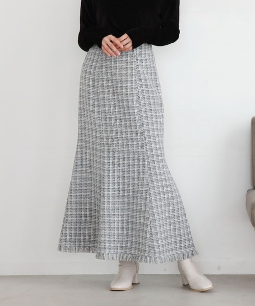 archives（アルシーヴ）の「ツイードフリンジマーメイドスカート（スカート・レディース・チャコールグレー/アイボリー/ブラック・MEDIUM）」の5枚目の写真