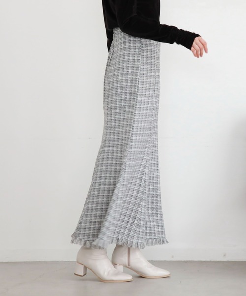 archives（アルシーヴ）の「ツイードフリンジマーメイドスカート（スカート・レディース・チャコールグレー/アイボリー/ブラック・MEDIUM）」の6枚目の写真