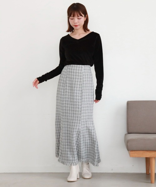 archives（アルシーヴ）の「ツイードフリンジマーメイドスカート（スカート・レディース・チャコールグレー/アイボリー/ブラック・MEDIUM）」の7枚目の写真
