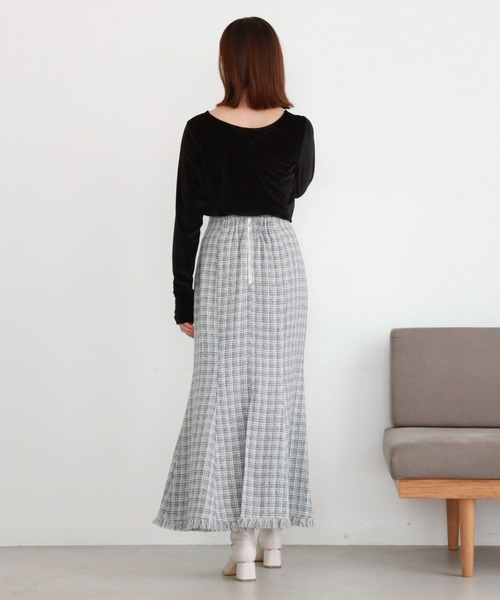 archives（アルシーヴ）の「ツイードフリンジマーメイドスカート（スカート・レディース・チャコールグレー/アイボリー/ブラック・MEDIUM）」の9枚目の写真