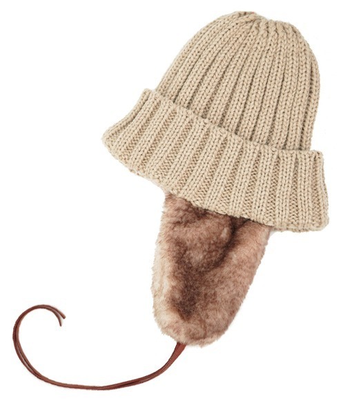 polcadot（ポルカドット）の「EARCOVER HUNTING／イヤーカバーファー裏ボアワッチ（ニットキャップ/ビーニー・レディース・ブラック/アイボリー/ベージュ/グレー・FREE）」の4枚目の写真