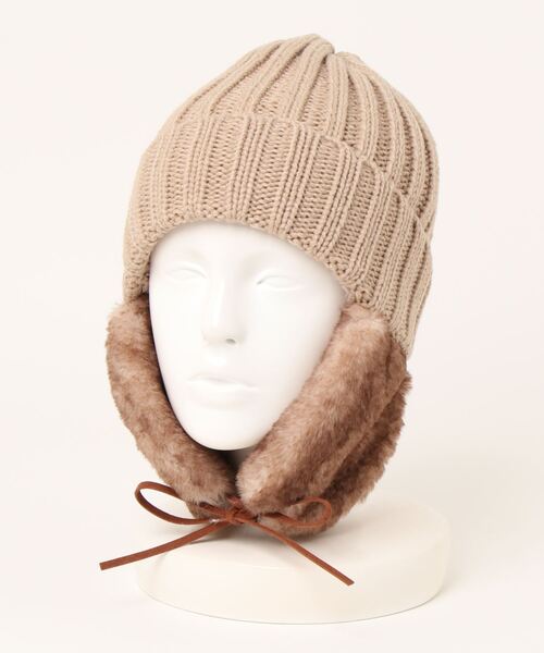 polcadot（ポルカドット）の「EARCOVER HUNTING／イヤーカバーファー裏ボアワッチ（ニットキャップ/ビーニー・レディース・ブラック/アイボリー/ベージュ/グレー・FREE）」の10枚目の写真