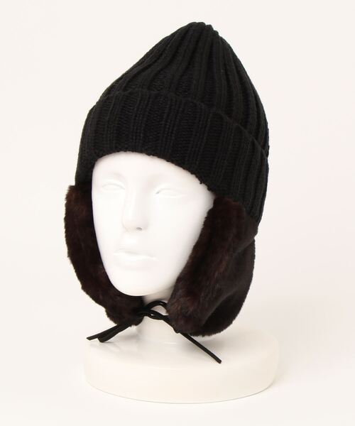 polcadot（ポルカドット）の「EARCOVER HUNTING／イヤーカバーファー裏ボアワッチ（ニットキャップ/ビーニー・レディース・ブラック/アイボリー/ベージュ/グレー・FREE）」の11枚目の写真