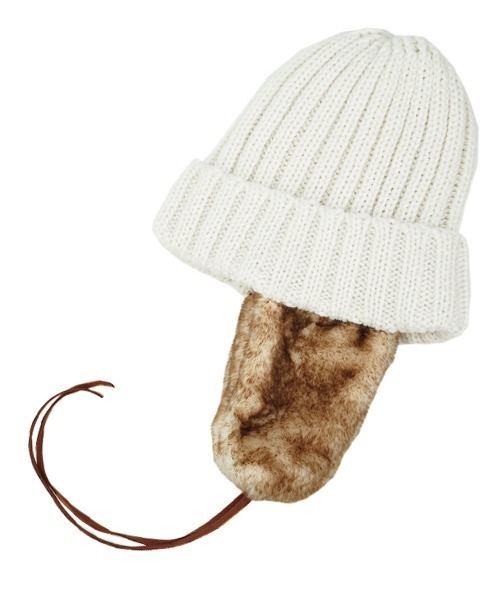 polcadot（ポルカドット）の「EARCOVER HUNTING／イヤーカバーファー裏ボアワッチ（ニットキャップ/ビーニー・レディース・ブラック/アイボリー/ベージュ/グレー・FREE）」の9枚目の写真