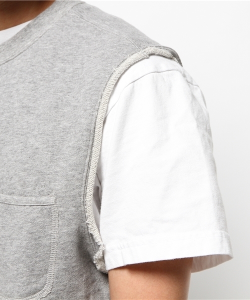 OUTLET（アウトレット）の「【Ciaopanic】裏毛カットオフベスト（ベスト・メンズ・ホワイト/グレー・LARGE/MEDIUM）」の7枚目の写真