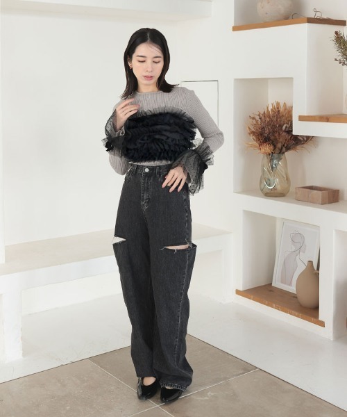 DONOBAN（ドノバン）の「チュールビスチェ（ベスト・レディース・ブラック/グレー/ベージュ・F）」の8枚目の写真