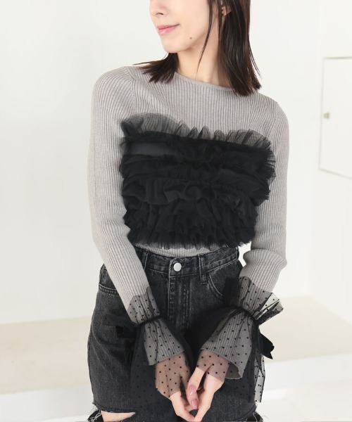 DONOBAN（ドノバン）の「チュールビスチェ（ベスト・レディース・ブラック/グレー/ベージュ・F）」の10枚目の写真