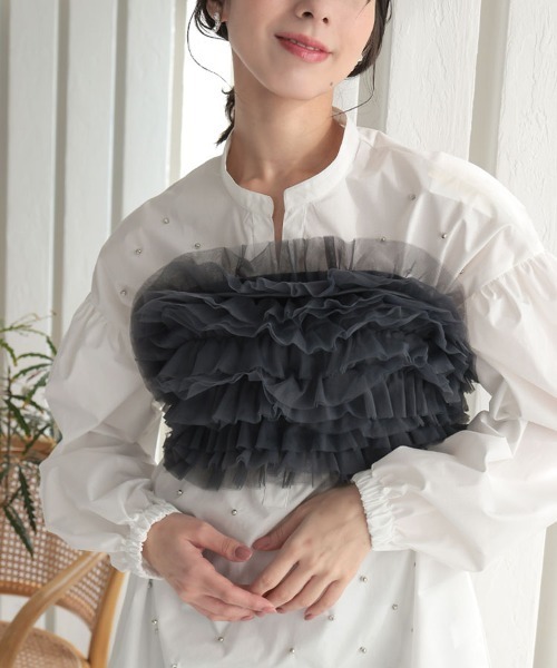 DONOBAN（ドノバン）の「チュールビスチェ（ベスト・レディース・ブラック/グレー/ベージュ・F）」の11枚目の写真