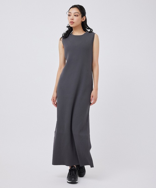 NERGY（ナージー）の「スポンジニットリブワンピース（ワンピース・レディース・ラベンダー/スミクロ/ベージュ/ライトグレー・FREE）」の2枚目の写真