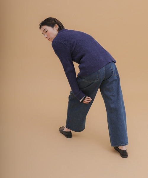 select MOCA(セレクトモカ)の「カーブワイドデニムパンツ(デニムパンツ・レディース・ケミカルウォッシュ/ダークインディゴブルー・FREE)」の21枚目の写真