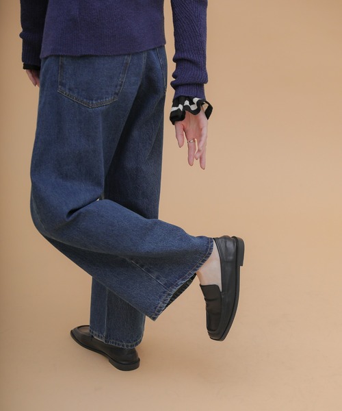 select MOCA(セレクトモカ)の「カーブワイドデニムパンツ(デニムパンツ・レディース・ケミカルウォッシュ/ダークインディゴブルー・FREE)」の12枚目の写真