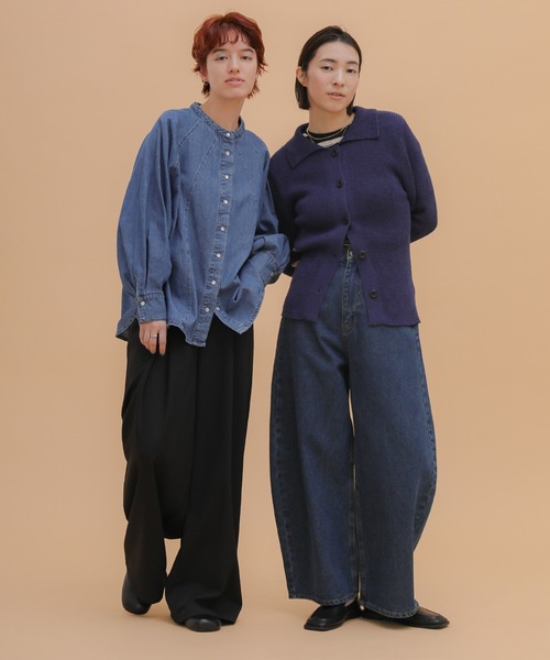 select MOCA(セレクトモカ)の「カーブワイドデニムパンツ(デニムパンツ・レディース・ケミカルウォッシュ/ダークインディゴブルー・FREE)」の17枚目の写真