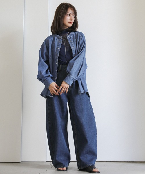 select MOCA（セレクトモカ）の「カーブワイドデニムパンツ（デニム