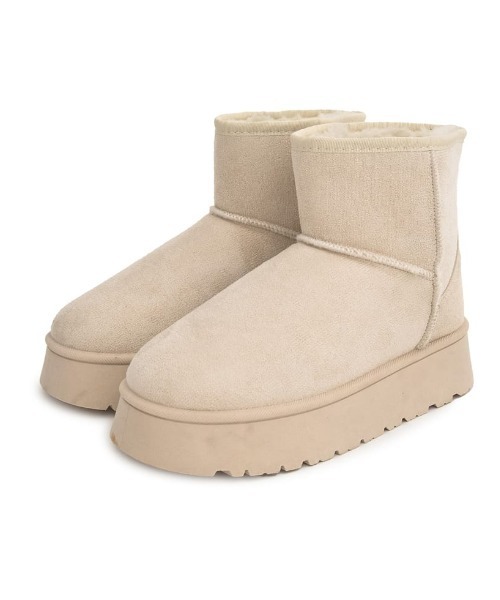 Re:EDIT（リエディ）の「[大きいサイズ有]厚底ショートムートンブーツ（ブーツ・レディース・アイボリー/キャメル/ブラック/ベージュ・MEDIUM/SMALL/XX-LARGE/X-LARGE/LARGE）」の7枚目の写真