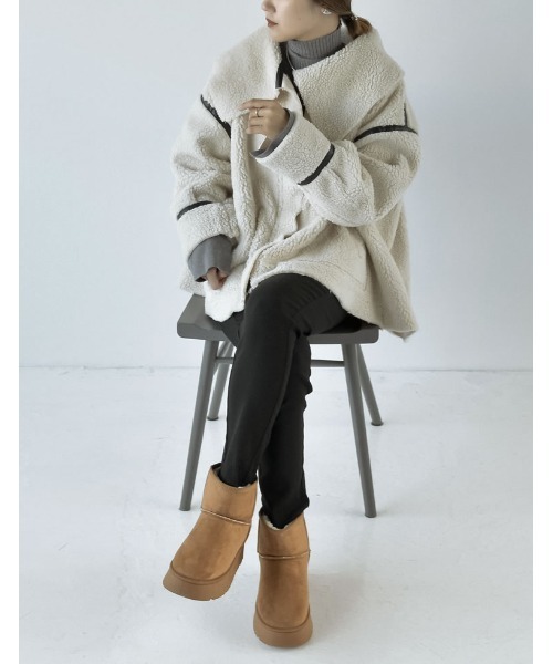 Re:EDIT（リエディ）の「[大きいサイズ有]厚底ショートムートンブーツ（ブーツ・レディース・アイボリー/キャメル/ブラック/ベージュ・MEDIUM/SMALL/XX-LARGE/X-LARGE/LARGE）」の12枚目の写真