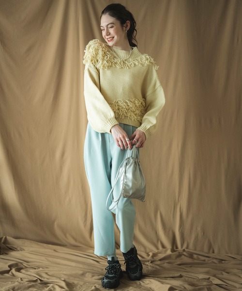 COMMRE（コムル）の「ループニットプルオーバー（ニット/セーター・レディース・ブラウン/ピンク/アイボリー・FREE）」の8枚目の写真