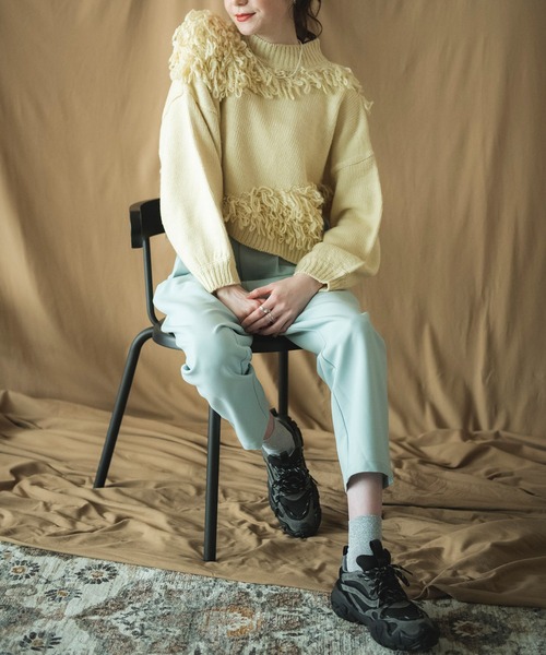 COMMRE（コムル）の「ループニットプルオーバー（ニット/セーター・レディース・ブラウン/ピンク/アイボリー・FREE）」の5枚目の写真