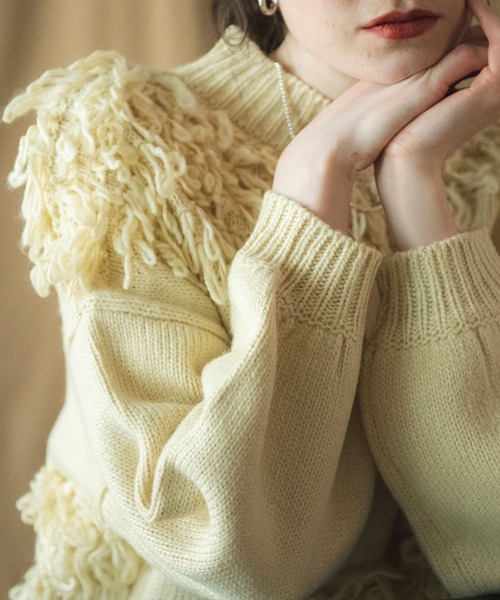 COMMRE（コムル）の「ループニットプルオーバー（ニット/セーター・レディース・ブラウン/ピンク/アイボリー・FREE）」の6枚目の写真