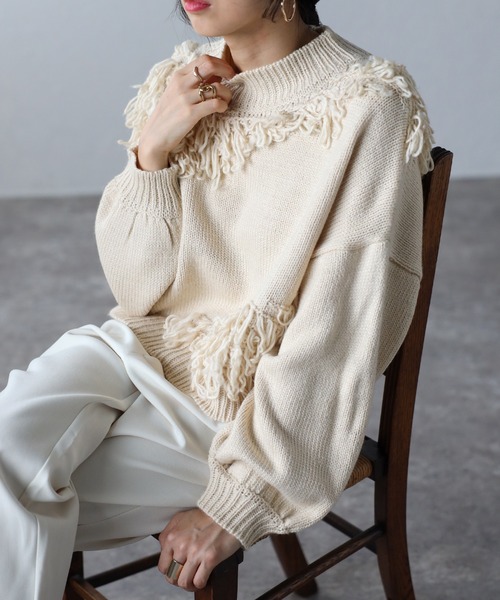 COMMRE（コムル）の「ループニットプルオーバー（ニット/セーター・レディース・ブラウン/ピンク/アイボリー・FREE）」の17枚目の写真