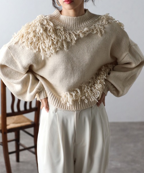 COMMRE（コムル）の「ループニットプルオーバー（ニット/セーター・レディース・ブラウン/ピンク/アイボリー・FREE）」の18枚目の写真