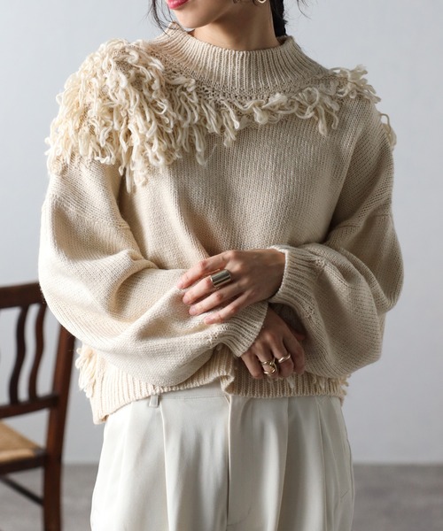 COMMRE（コムル）の「ループニットプルオーバー（ニット/セーター・レディース・ブラウン/ピンク/アイボリー・FREE）」の19枚目の写真