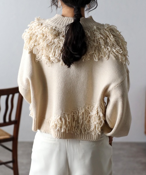 COMMRE（コムル）の「ループニットプルオーバー（ニット/セーター・レディース・ブラウン/ピンク/アイボリー・FREE）」の21枚目の写真