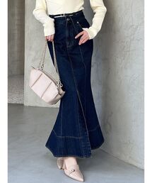 ウエストデザインマーメイドデニムスカート