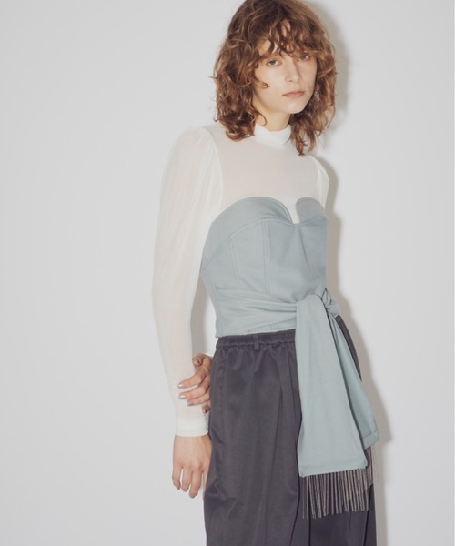 LA BELLE ETUDE（ラベルエチュード）の「シースルーハイネックトップス / シアーハイネックトップス（Tシャツ/カットソー・レディース・ライトグレー/ホワイト/ブラック/チャコールグレー・FREE）」の8枚目の写真