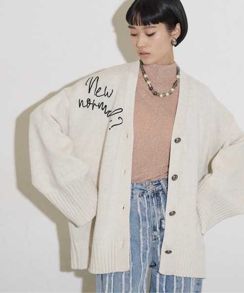 2/2 こん　手刺繍　ホワイトローズ　レッスンバッグ等セット　カーディガン フラワー刺繍カーディガン｜PETAL ONLINE（ペタルオンライン）