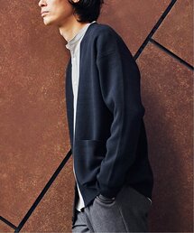 コットン/カシミヤ スムースニット Vネックカーディガン