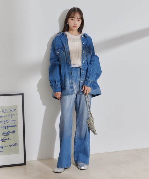 VIS(ビス)の「【洗える】バックベルトオーバーサイズデニムジャケット(デニムジャケット・レディース・ブルー系その他6・FREE)」の11枚目の写真
