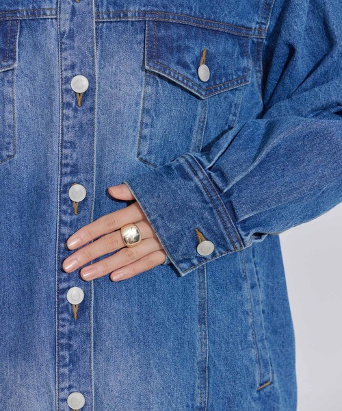 VIS(ビス)の「【洗える】バックベルトオーバーサイズデニムジャケット(デニムジャケット・レディース・ブルー系その他6・FREE)」の17枚目の写真