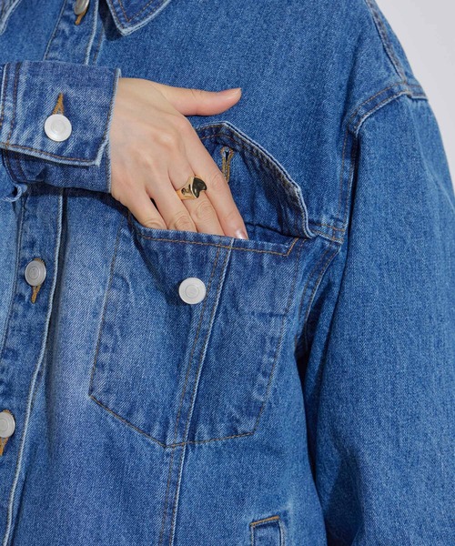VIS(ビス)の「【洗える】バックベルトオーバーサイズデニムジャケット(デニムジャケット・レディース・ブルー系その他6・FREE)」の19枚目の写真